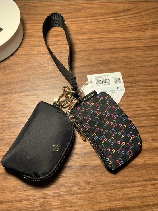 lululemon athletica Accessories - lululemon athletica Black Dual Pouch Wristlet with Multicolor Logo Print